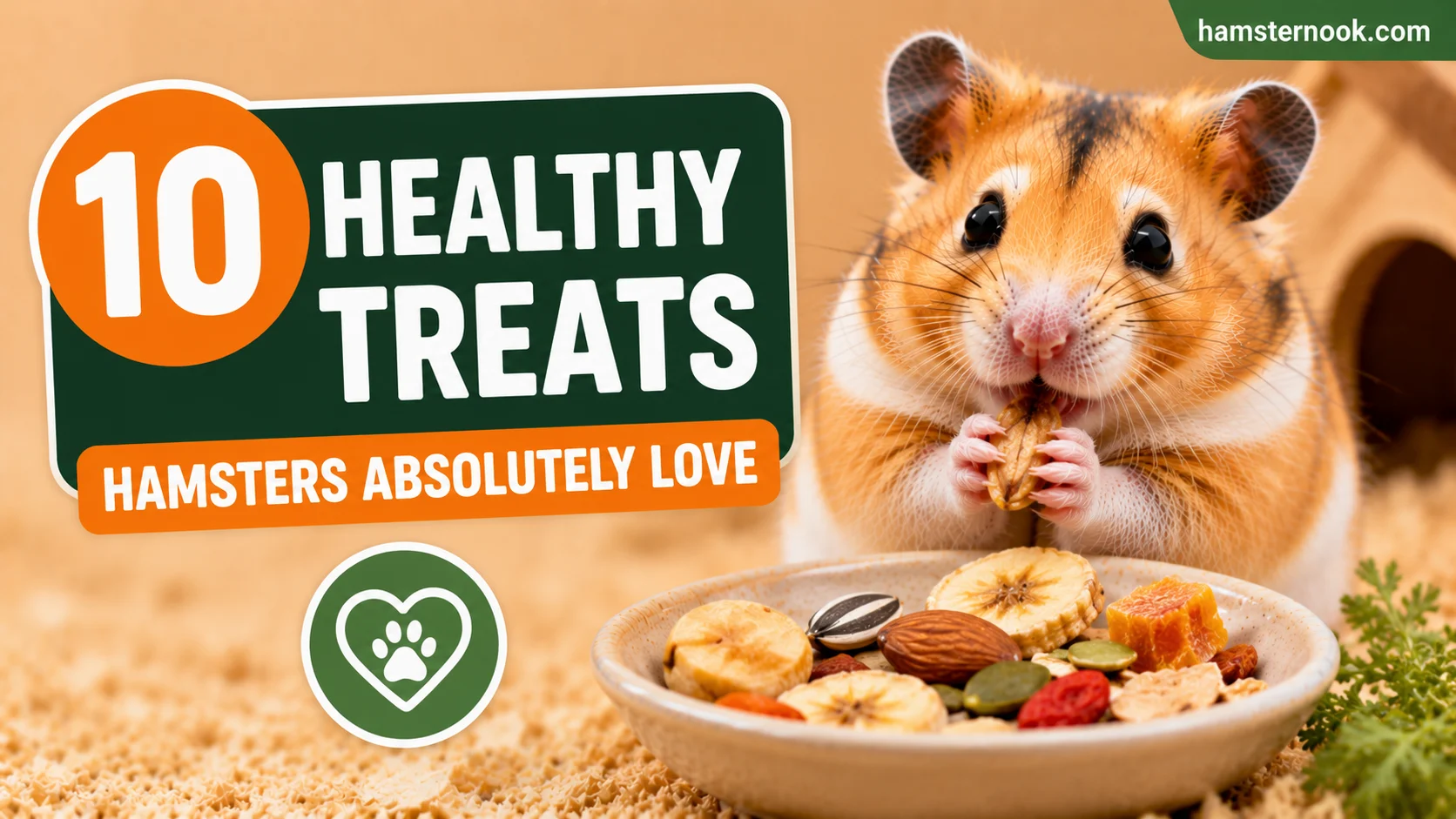 Cute hamster eating healthy treats like cucumber oats and seeds
