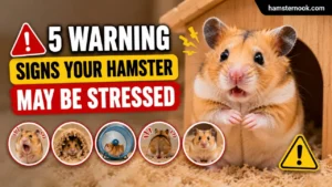 Stressed hamster showing warning signs inside cage