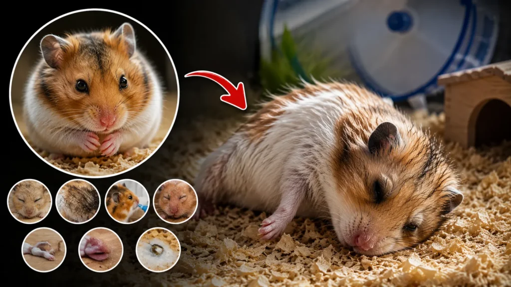 Warning signs of a dying hamster including weakness breathing issues and wet tail