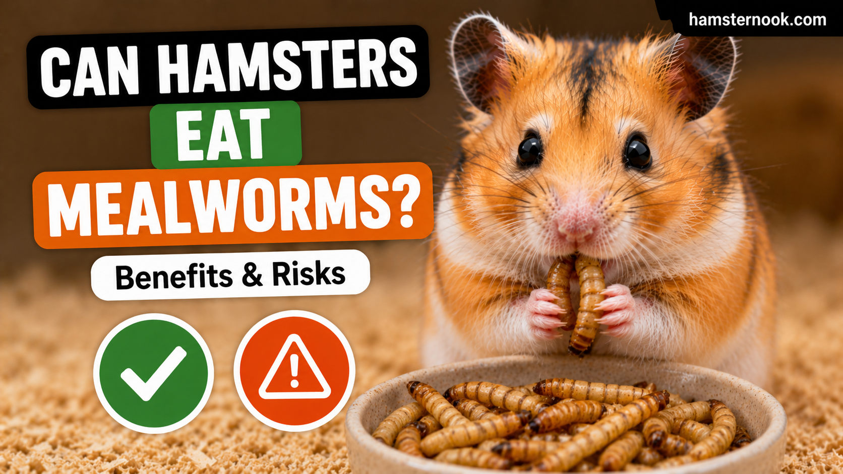 Hamster eating dried mealworms as a healthy protein treat