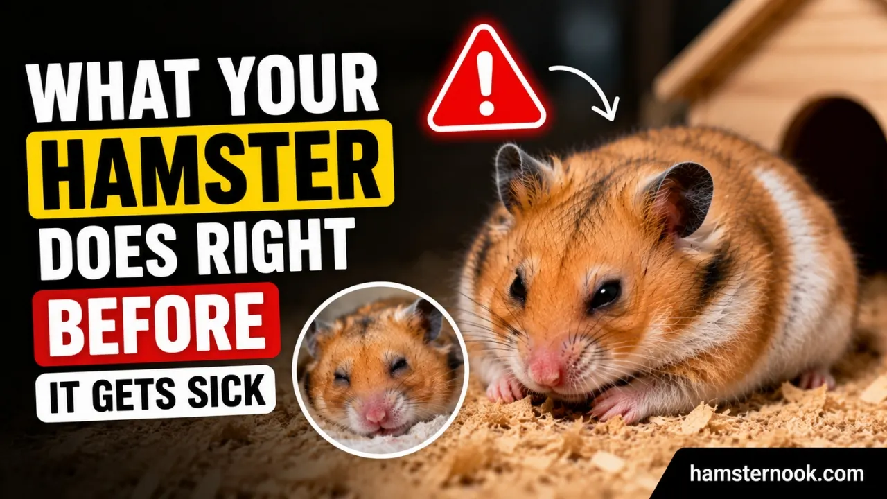 Hamster showing early signs of illness while sitting quietly in cage