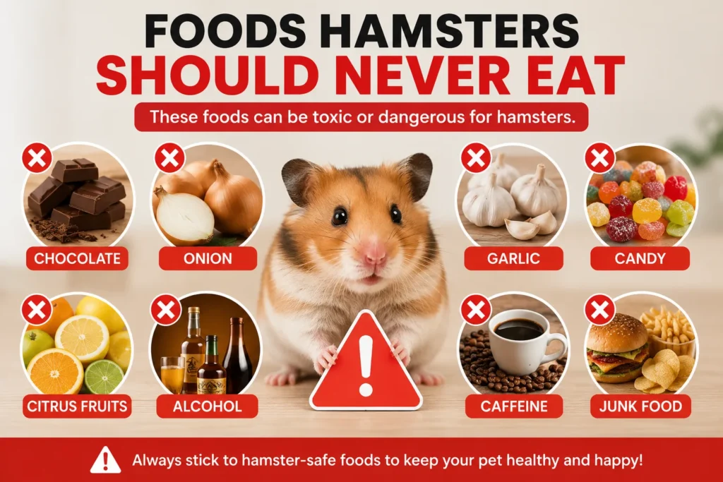 Dangerous foods that hamsters should never eat