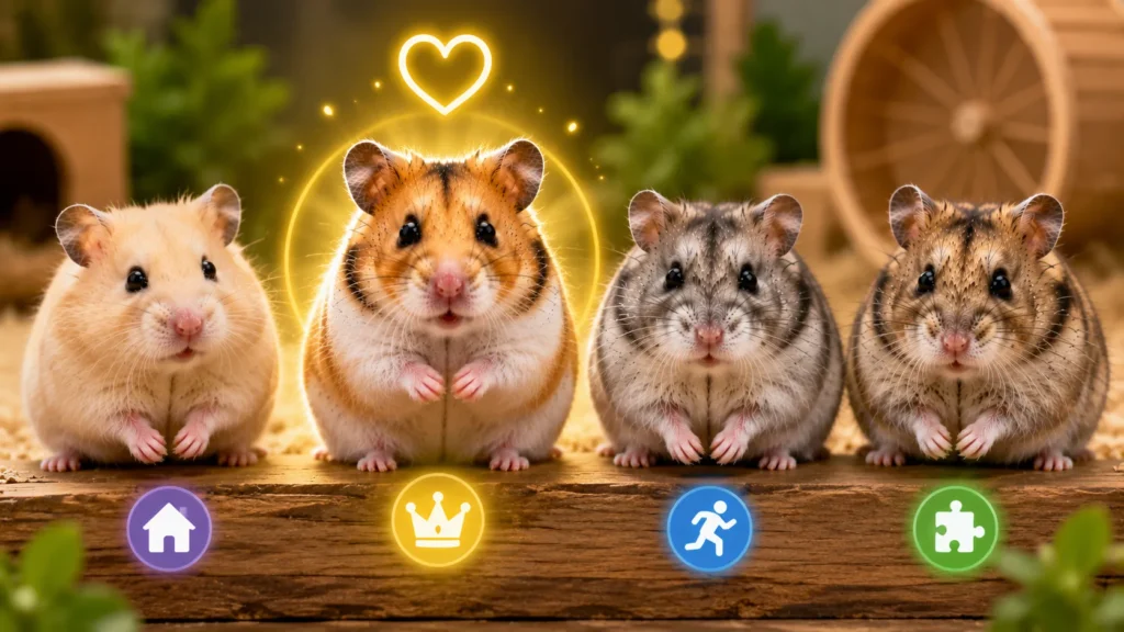 Comparison of Syrian, Winter White, Chinese and dwarf hamster breeds