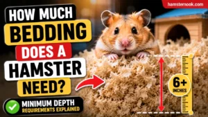 Hamster digging in deep bedding inside a spacious enclosure