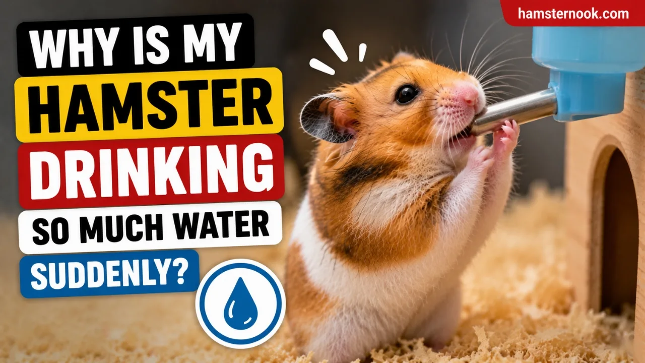 Hamster drinking water from a bottle inside its cage