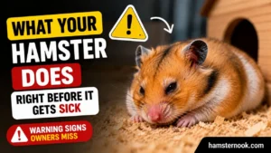 Hamster showing early warning signs of illness inside its cage