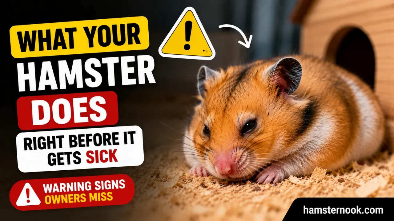 Hamster showing early warning signs of illness inside its cage