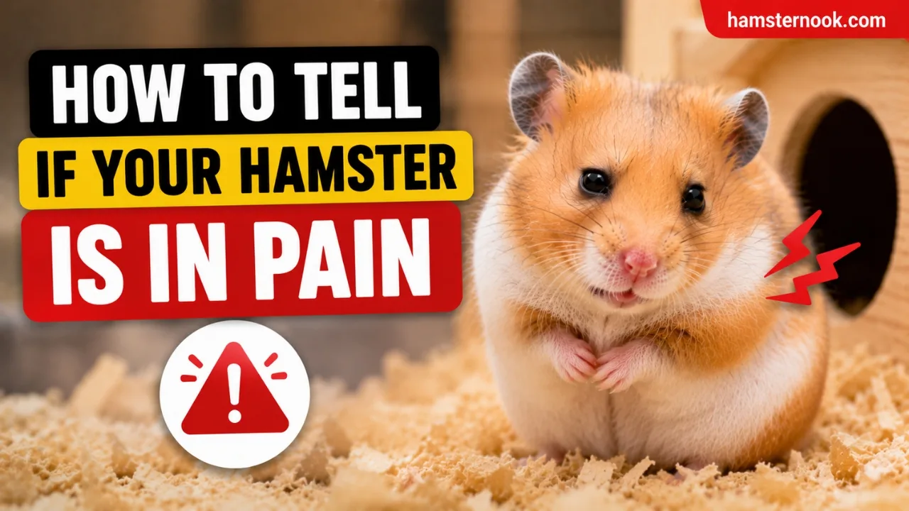 Hamster showing signs of pain while sitting in its enclosure