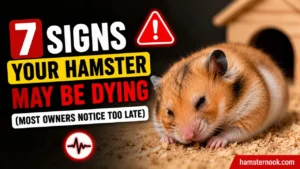 Weak sick hamster showing warning signs of serious illness