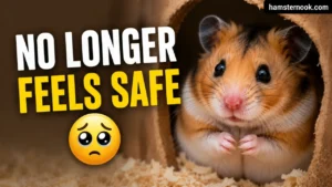 Scared hamster hiding inside bedding after feeling unsafe