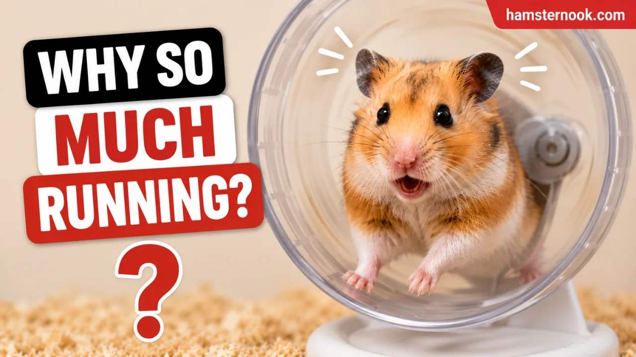 Hamster running fast on an exercise wheel at night