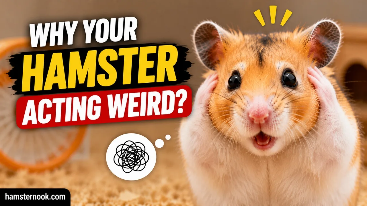 Hamster hiding in cage while acting stressed and unusual
