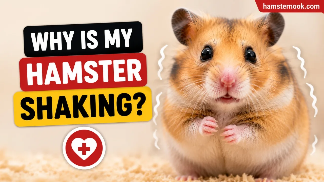 Hamster shaking slightly while sitting inside its cage