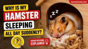 Sleepy hamster curled up inside bedding during daytime