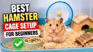 Safe and comfortable hamster cage setup for beginners with wheel bedding and hideout