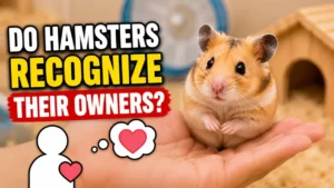 Hamster sitting calmly on owner's hand showing trust and recognition