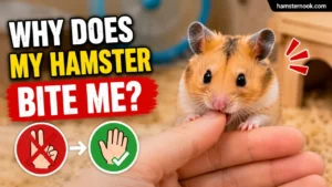 Hamster biting owner's finger due to fear or stress
