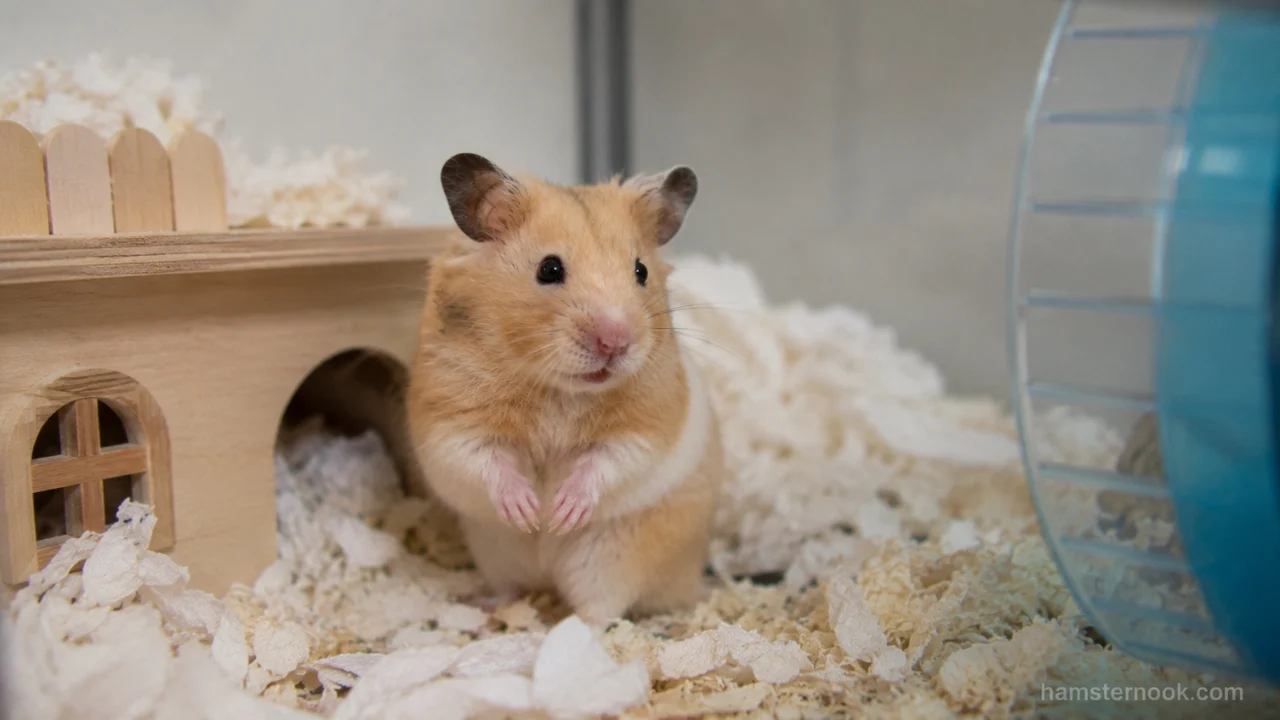 Hamster showing signs of stress inside its cage