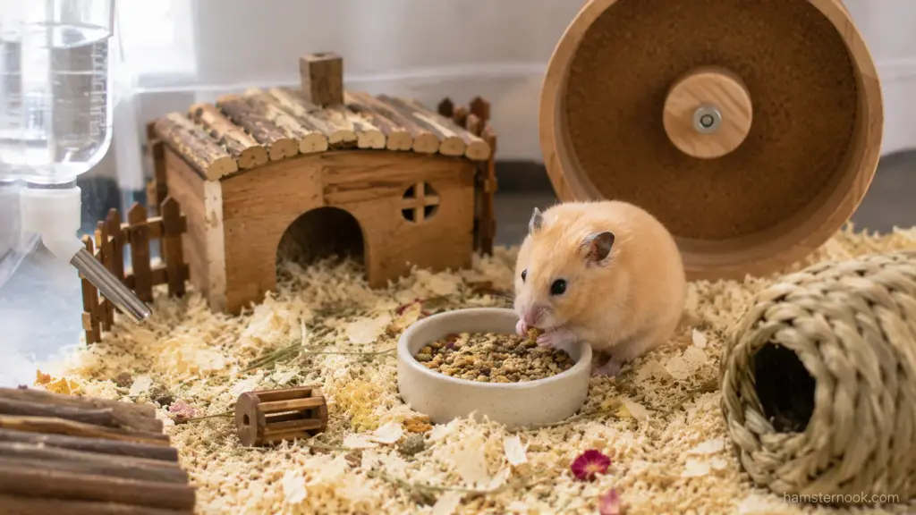 Owner offering a hand to a cautious hamster during the early bonding stage