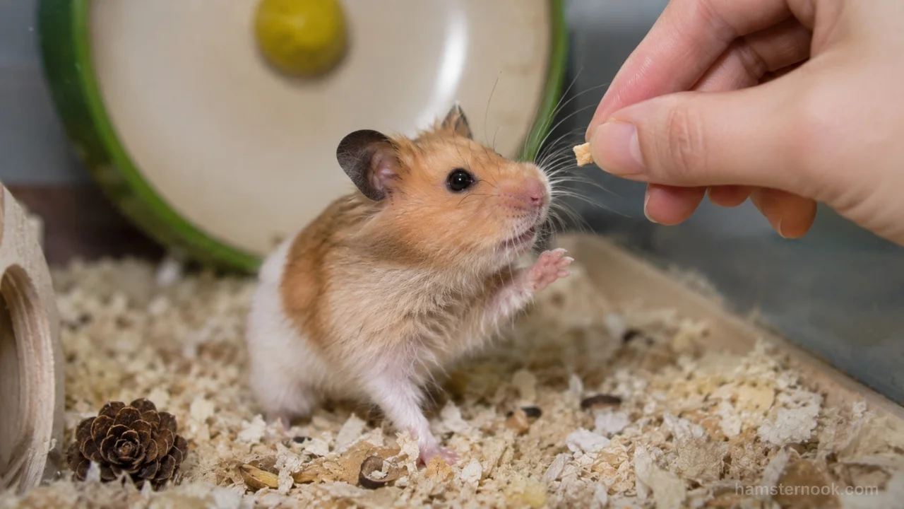 Pet hamster interacting calmly with its owner compared to a stranger