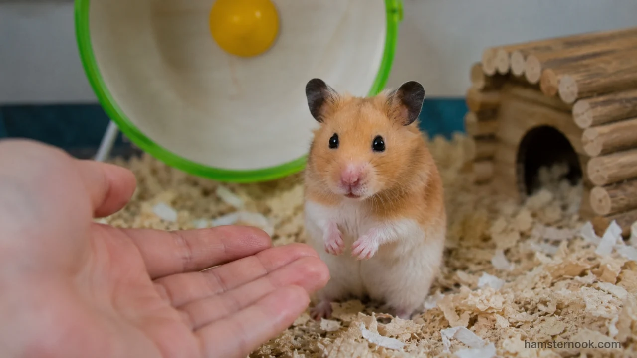 Hamster looking toward its owner after hearing its name