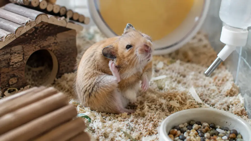 Hamster scratching behind its ear during normal grooming