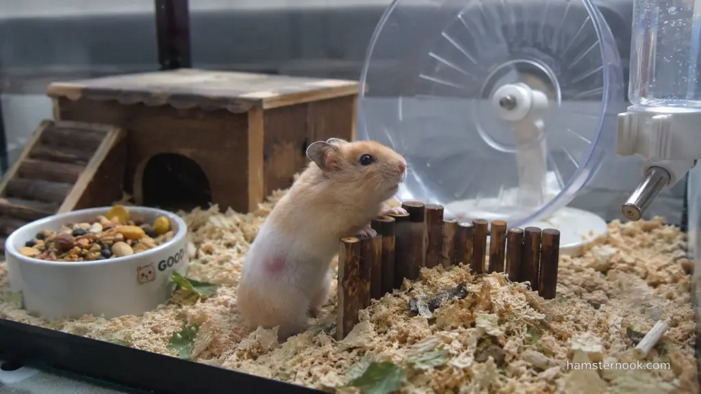 Hamster showing a skin irritation patch that may require veterinary attention