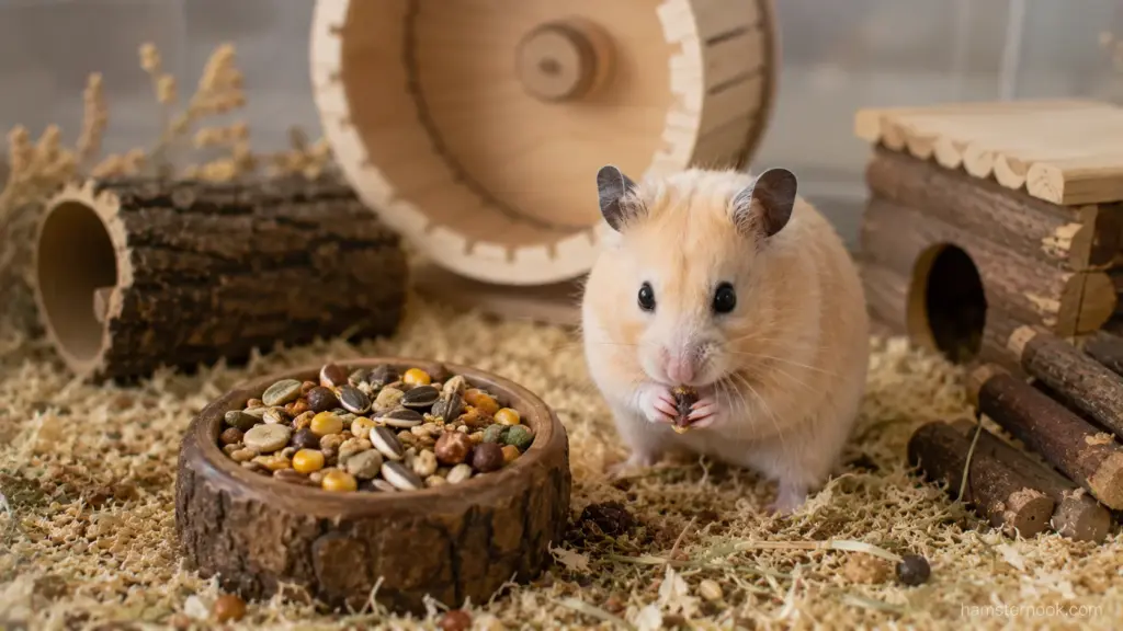 Hamster calmly approaching an owner's open hand during trust-building