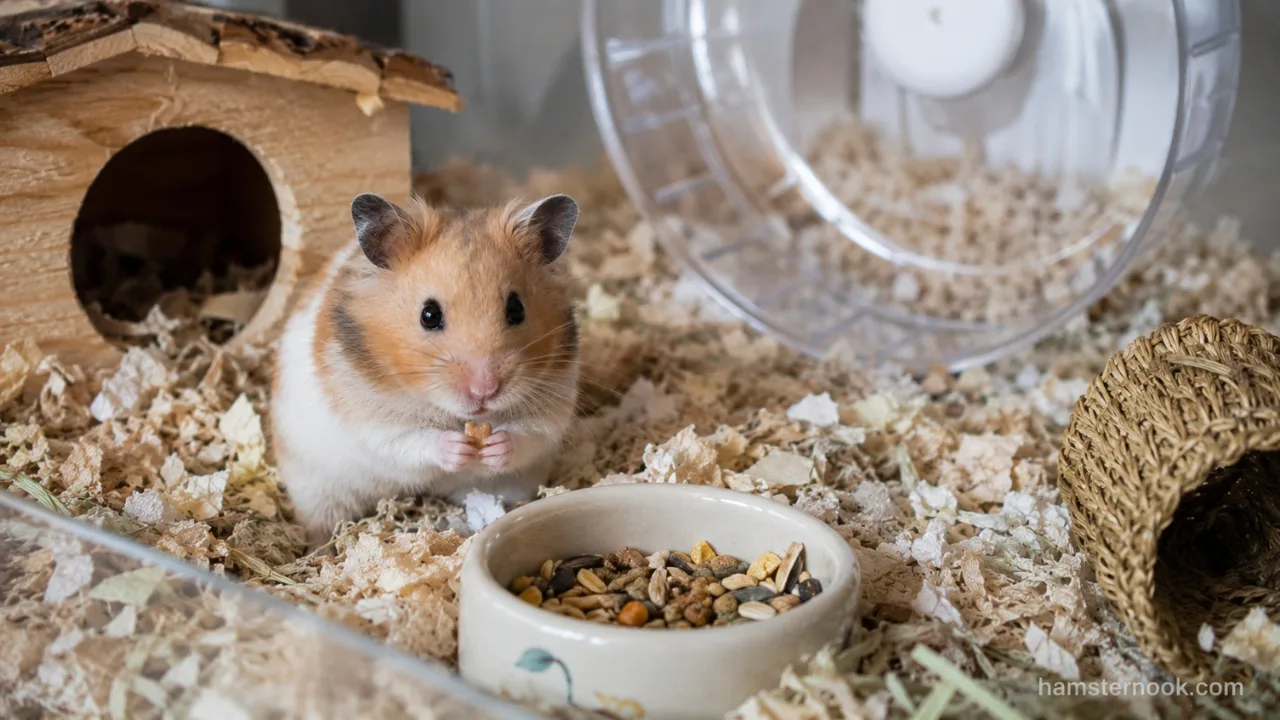 First-time hamster owner setting up a large hamster cage