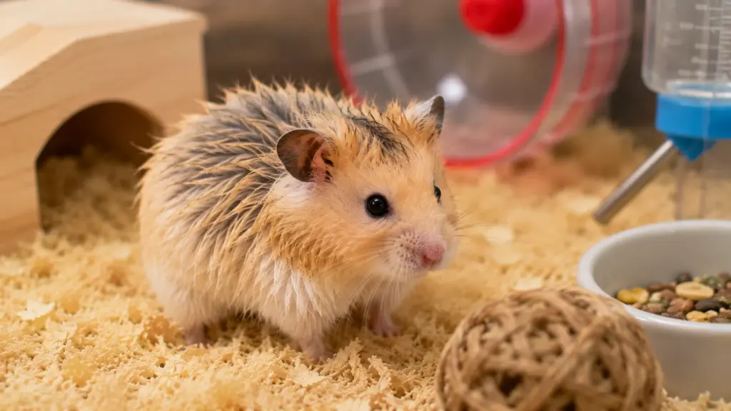 hamster with unkempt oily coat showing possible grooming problems