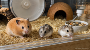 Comparison of Syrian, Winter White, and Roborovski hamsters showing their size differences