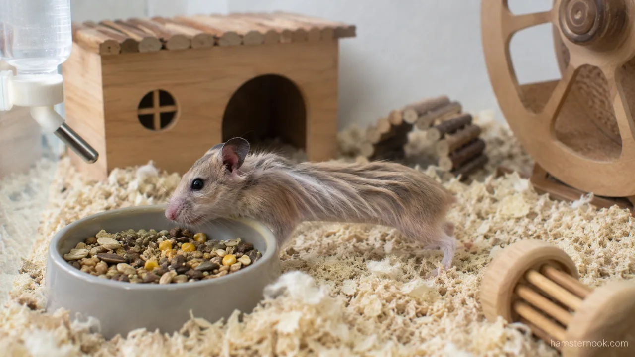 Pet hamster eating food while experiencing unexplained weight loss