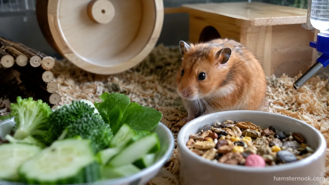 Hamster refusing to eat fresh vegetables in its food bowl