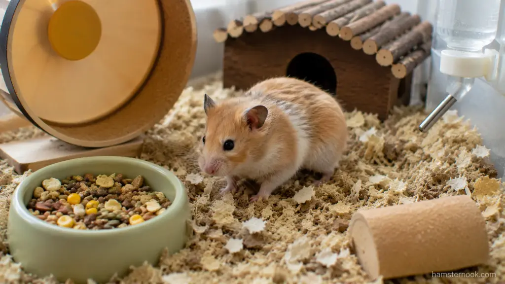 Hamster standing beside food bowl despite unexplained weight loss concerns
