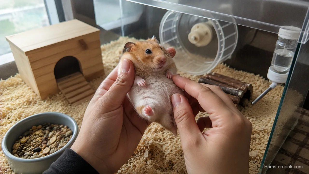 Hamster health check during a weekly wellness routine