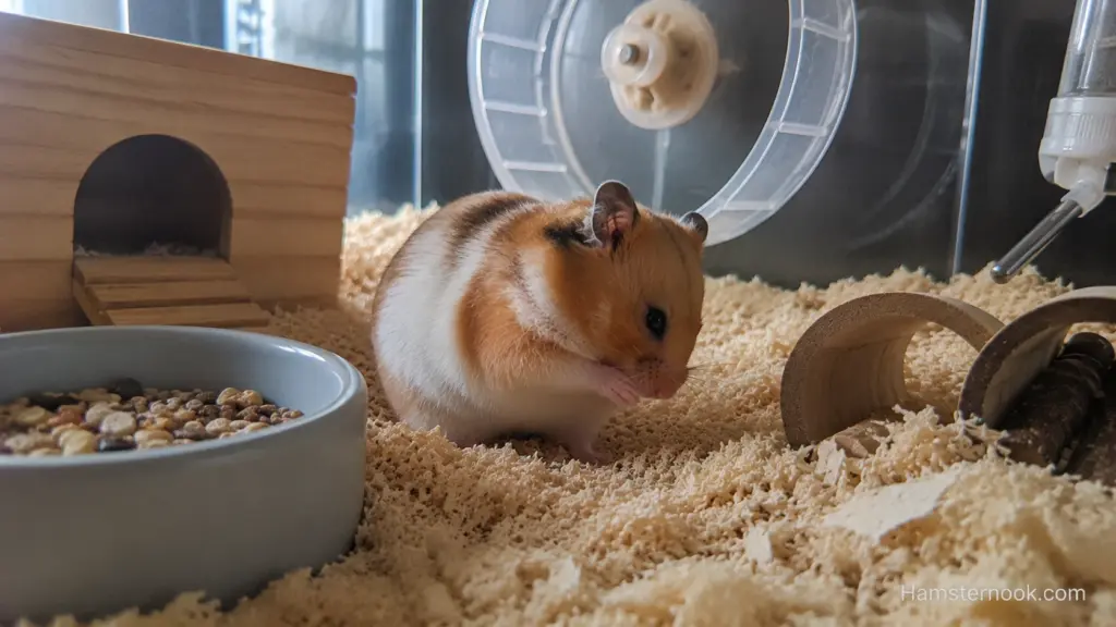 Owner visually checking a hamster during a routine wellness check